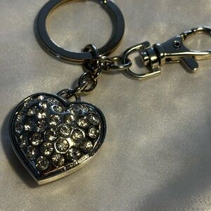 Silver Heart Keychain with Crystals